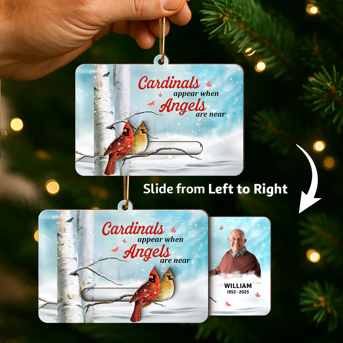 Cardinals Appear When Angels Are Near Custom Photo - Personalized Slider Ornament - Memorial Remembrance Keepsake - Image 7