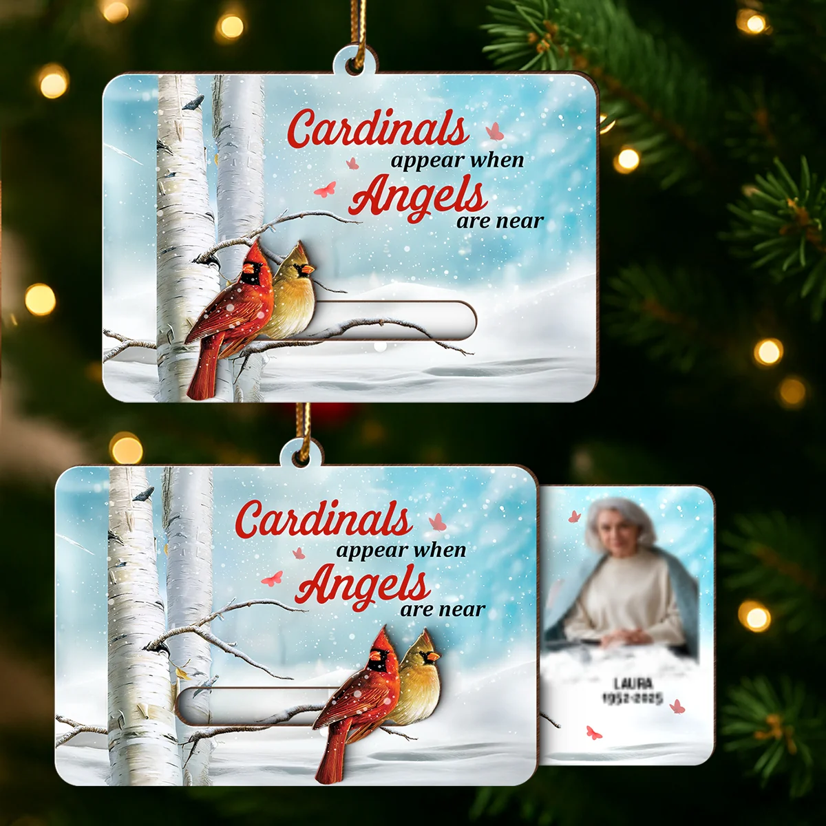 Cardinals Appear When Angels Are Near Custom Photo - Personalized Slider Ornament - Memorial Remembrance Keepsake - Image 9