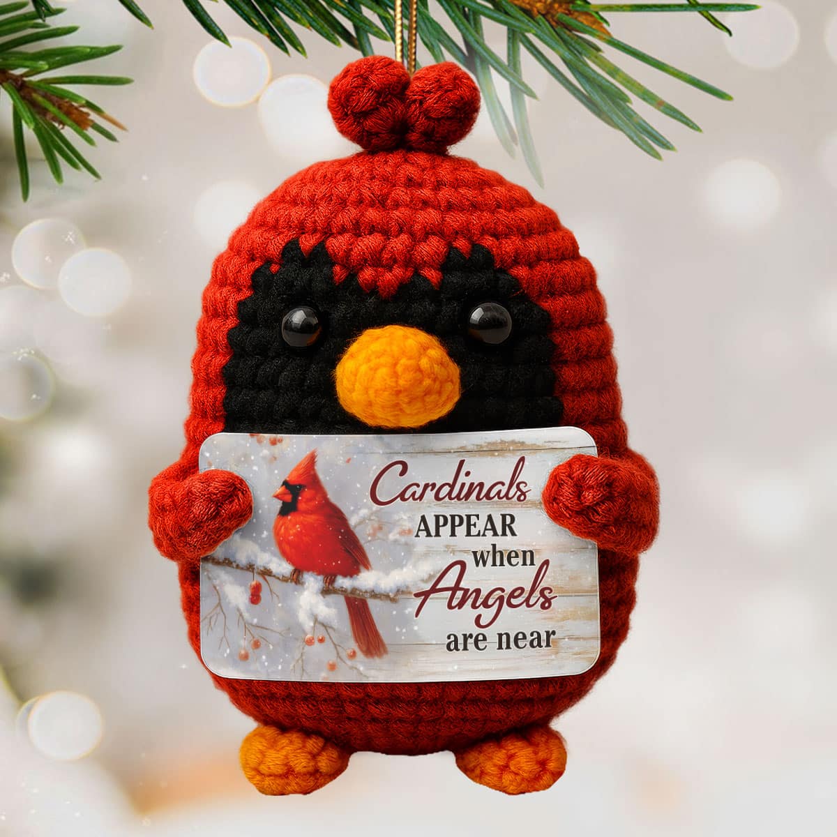 Cardinals Appear When Angels Are Near Handmade Cardinal - Crochet With Card - Upsell - Image 5