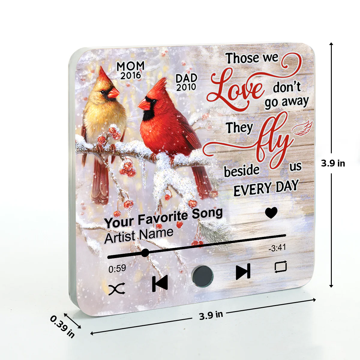 Cardinals Blossom Tree Dad Mom Memorial Personalized Music Fridge Magnet - Image 8
