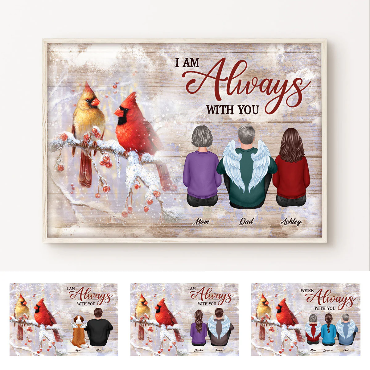 Cardinals Family Sitting Memorial Personalized Poster, Remembrance Gift, Sympathy Gift - Image 2