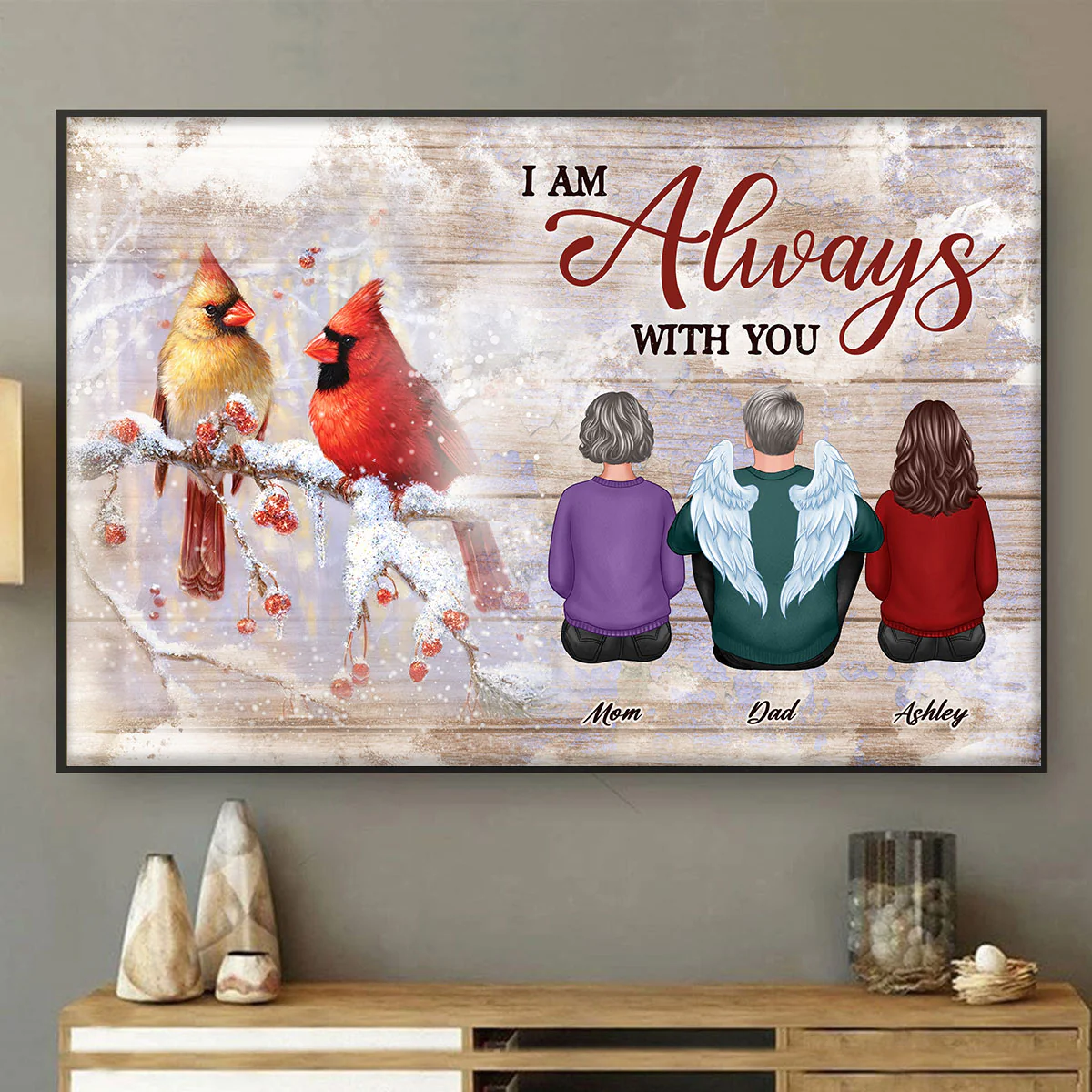 Cardinals Family Sitting Memorial Personalized Poster, Remembrance Gift, Sympathy Gift - Image 3