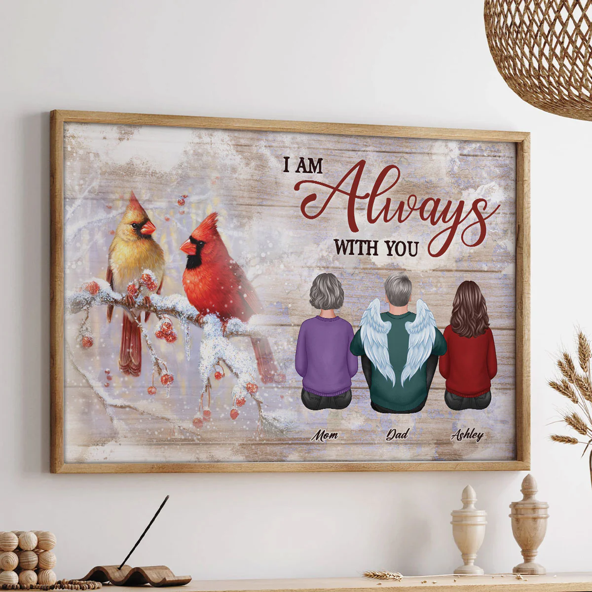 Cardinals Family Sitting Memorial Personalized Poster, Remembrance Gift, Sympathy Gift - Image 5