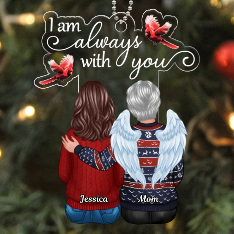 Cardinals I Am Always With You Christmas Family Memorial Remembrance Gift Personalized Acrylic Ornament - Image 5