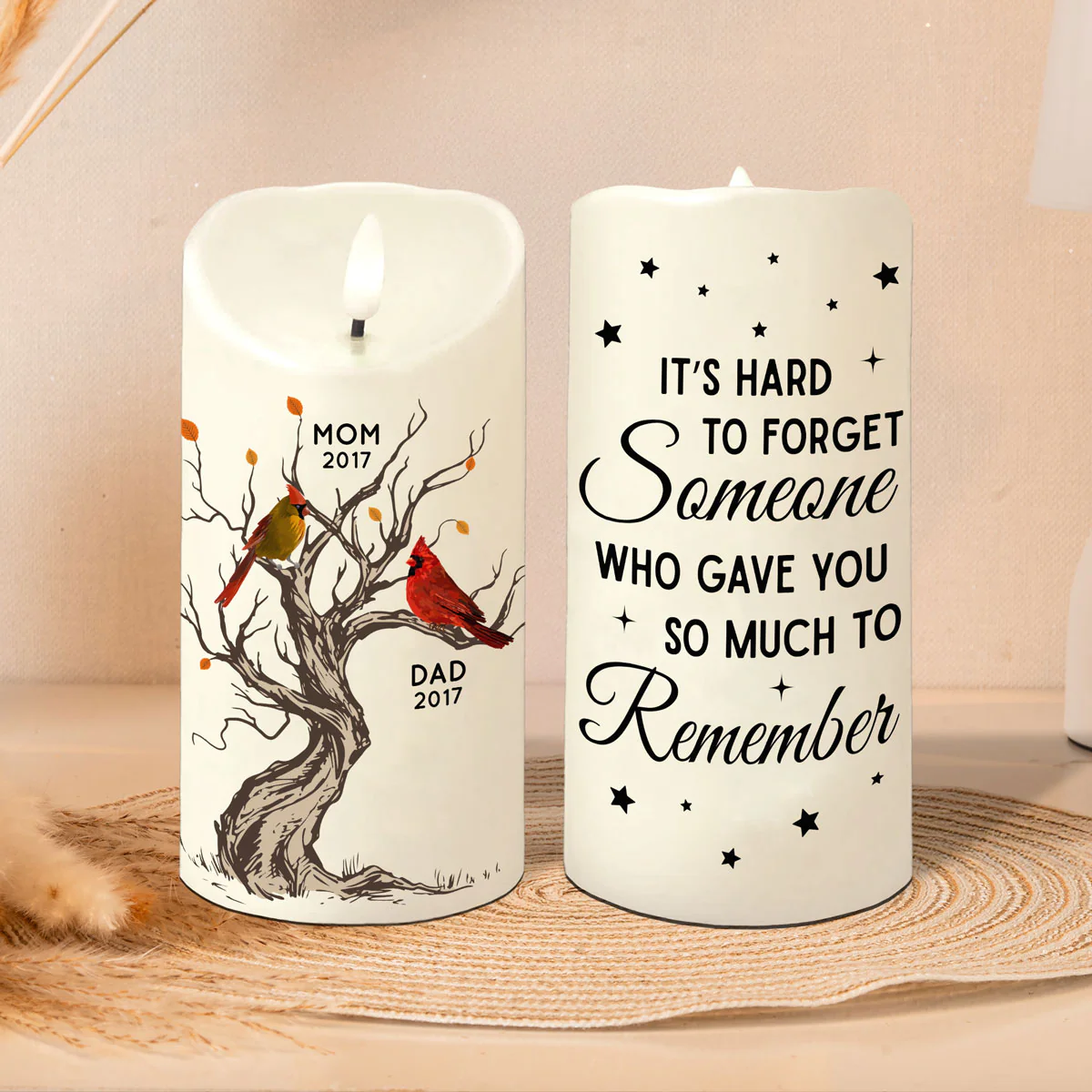 Cardinals Memorial Hard To Forget Personalized LED Candle, Remembrance Gift, Sympathy Gift - Image 3