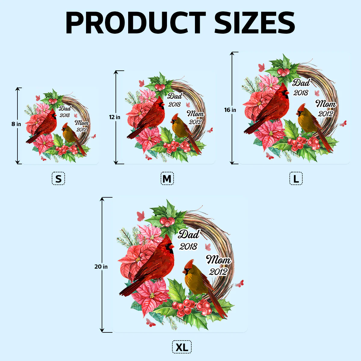 Cardinals Wreath Memorial Personalized Decal - Image 10
