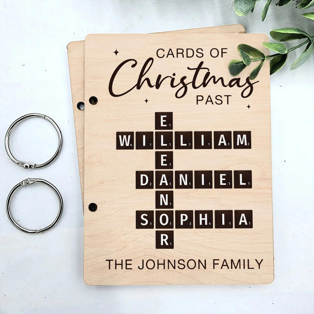Cards Of Christmas Past Family Crossword Puzzle Art Personalized Christmas Card Keeper, Cards Keepsake, Card Storage - Image 3
