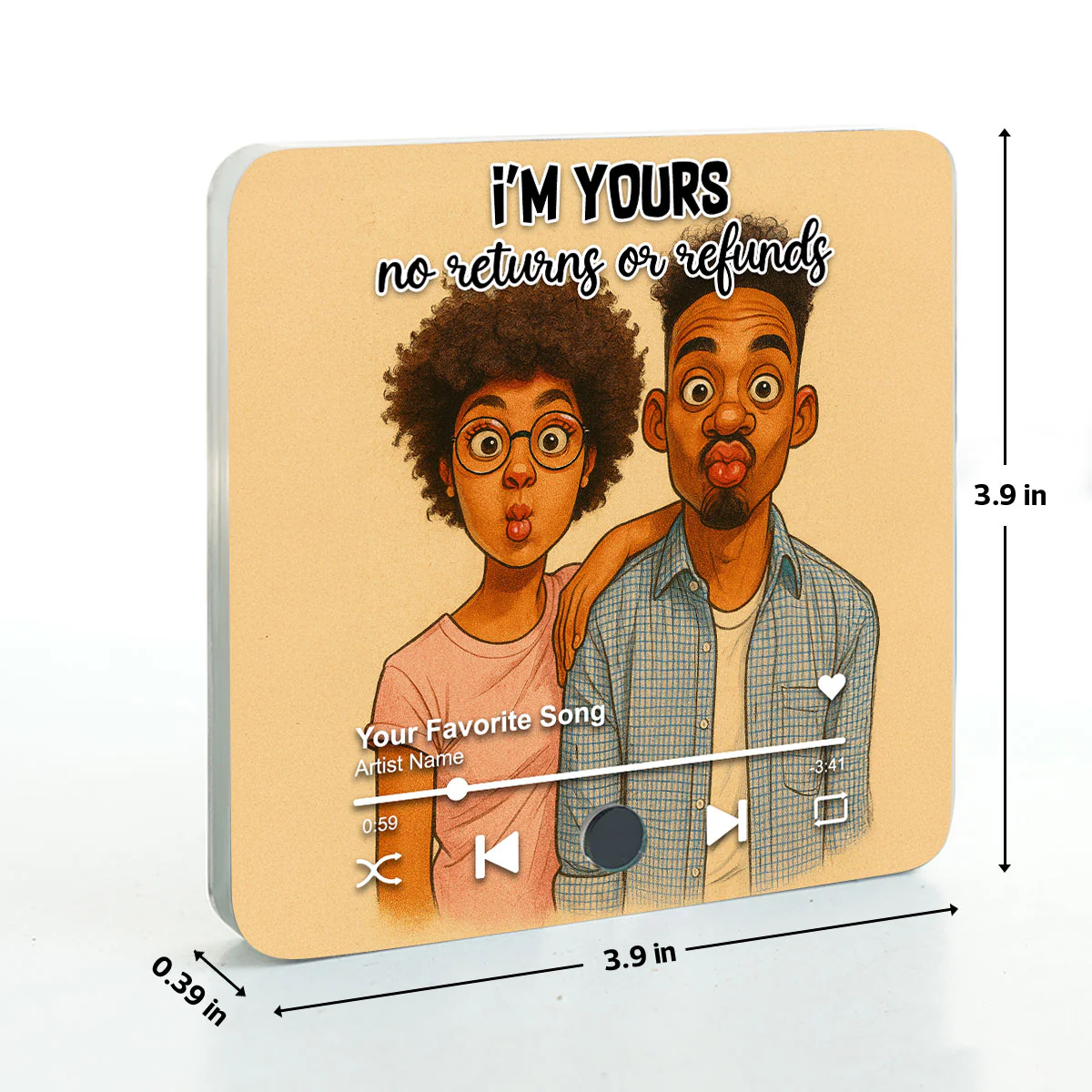 Caricature Couple Photo Personalized Music Fridge Magnet, Anniversary, Birthday, Just Because Gift for him, Gift for her - Image 11