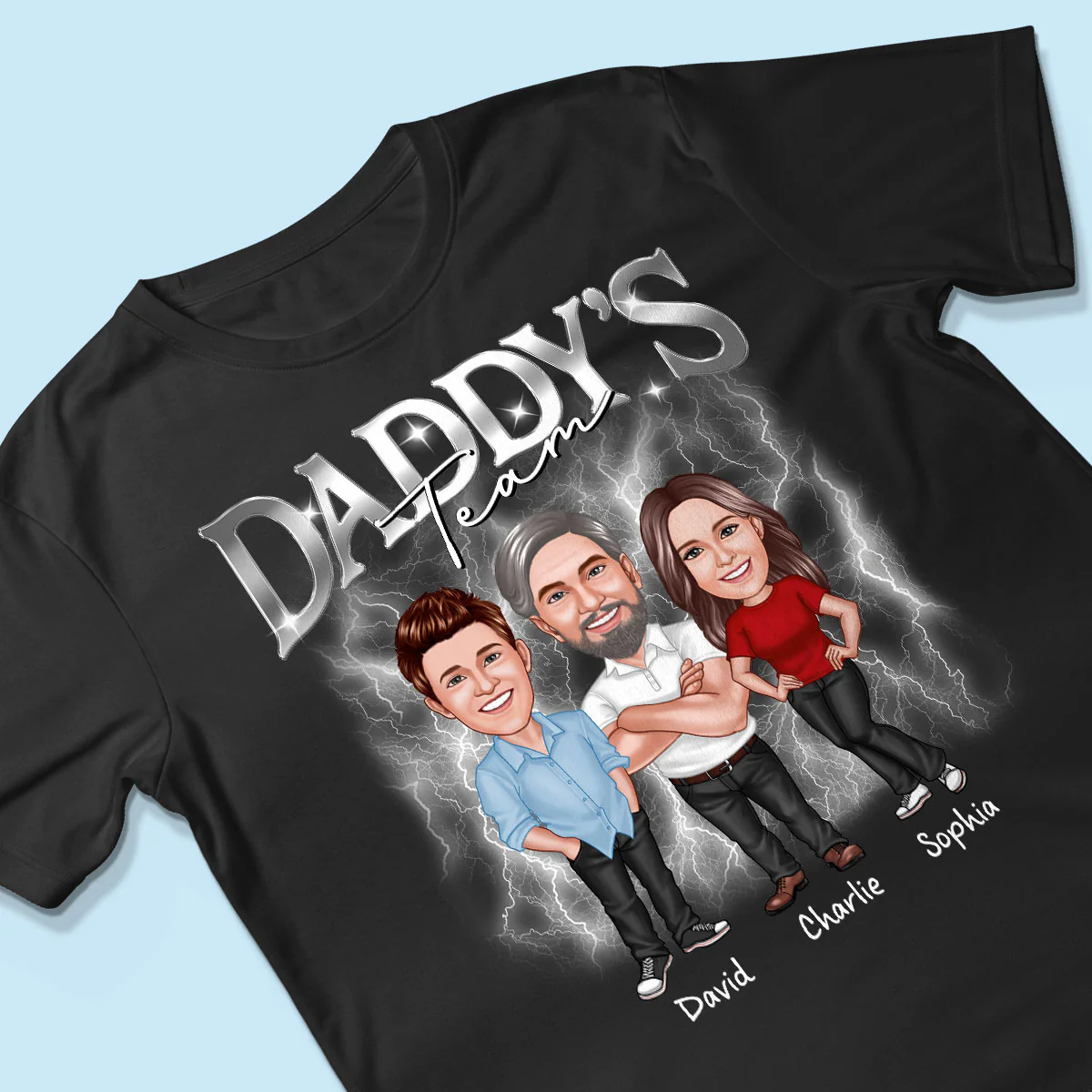 Caricature Daddy's Team Bootlegs Personalized Shirt, Father's Day Gift For Husband, For Dad - Image 3