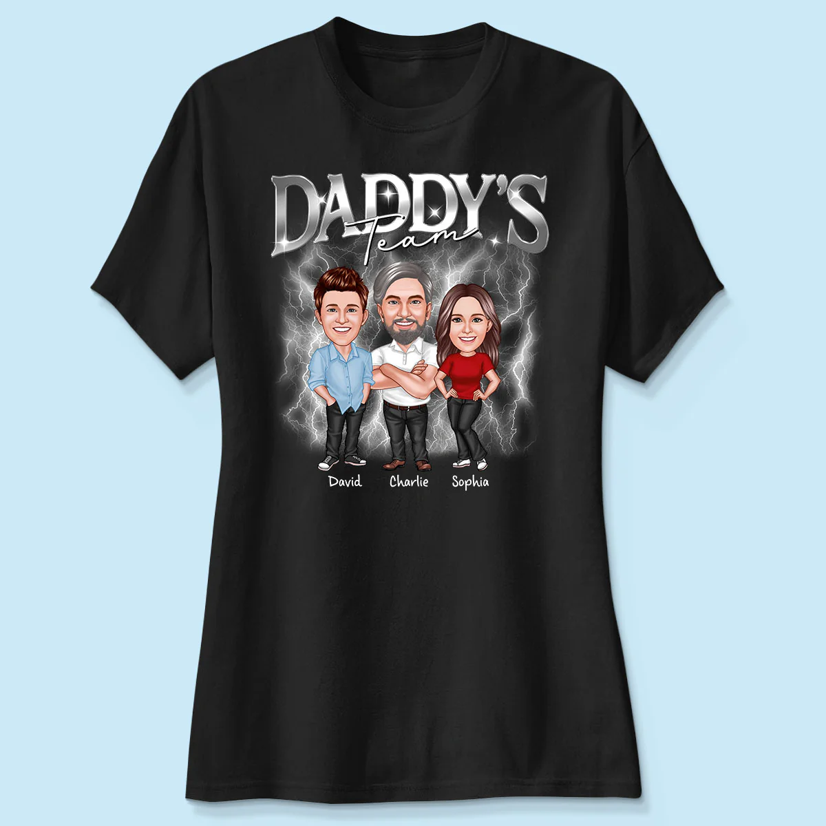 Caricature Daddy's Team Bootlegs Personalized Shirt, Father's Day Gift For Husband, For Dad - Image 4