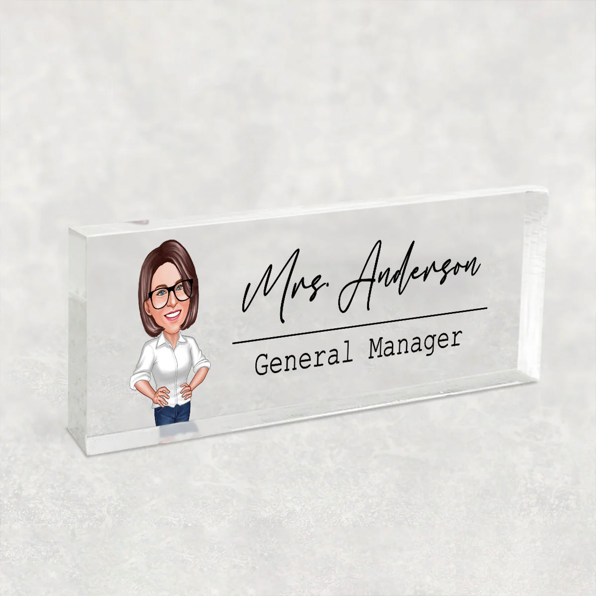 Caricature Woman Man Office Personalized Acrylic Desk Name Plate, Office Desk Decor, Gift For Colleagues, Coworkers - Image 4