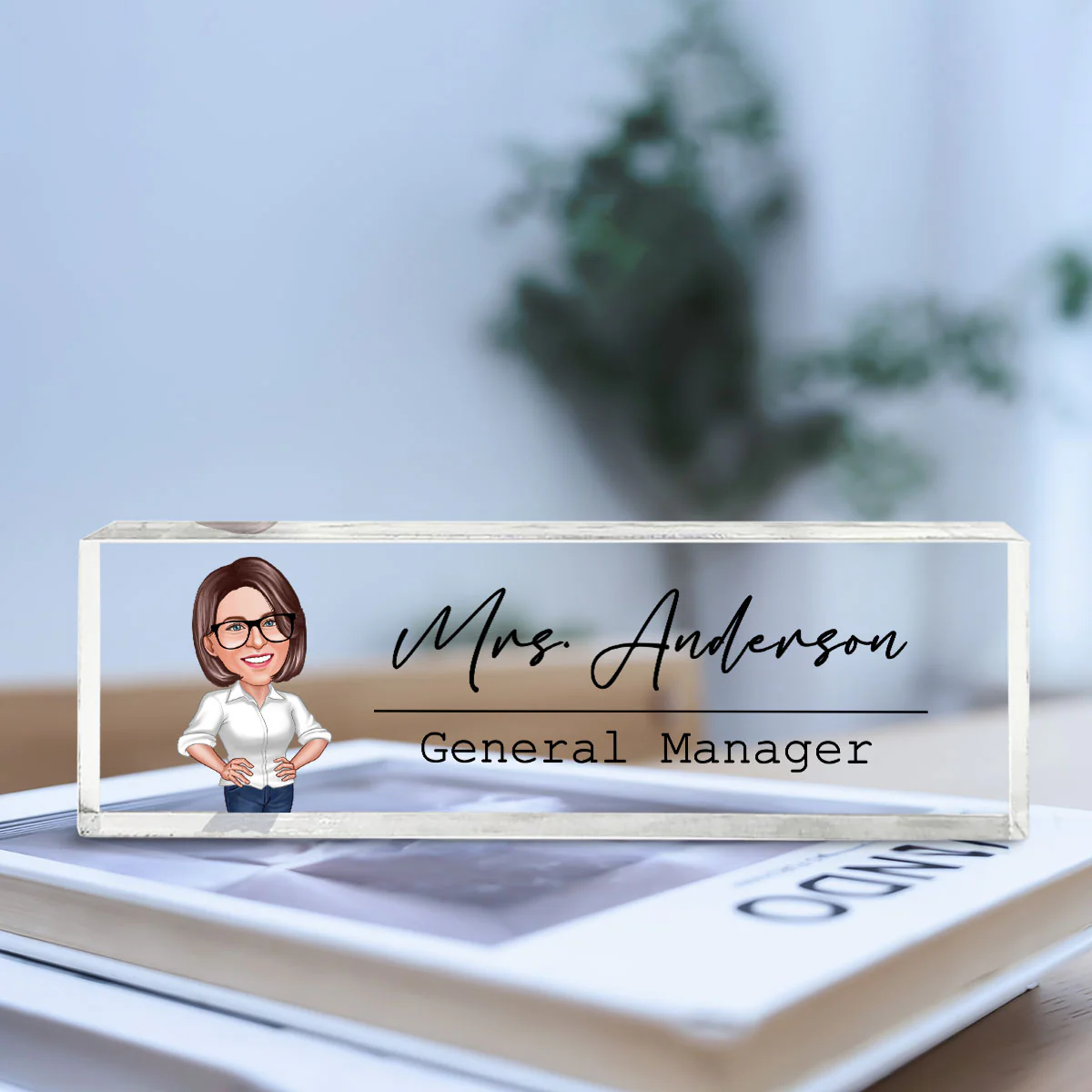 Caricature Woman Man Office Personalized Acrylic Desk Name Plate, Office Desk Decor, Gift For Colleagues, Coworkers - Image 5