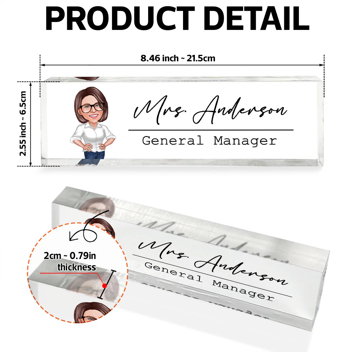 Caricature Woman Man Office Personalized Acrylic Desk Name Plate, Office Desk Decor, Gift For Colleagues, Coworkers - Image 7