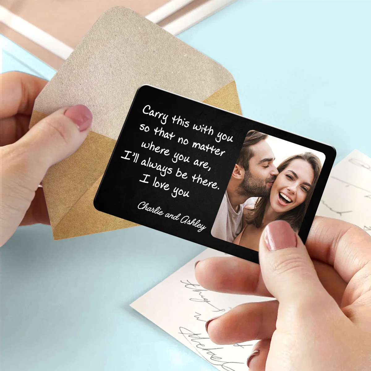 Carry This So I‘ll Always Be There Custom Photo Wallet Keepsake Personalized Metal Wallet Card - Image 3