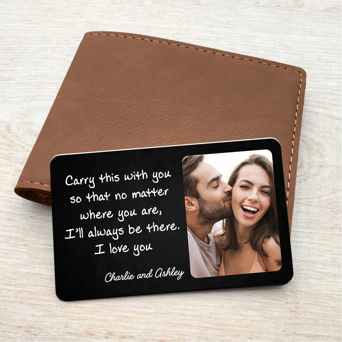Carry This So I‘ll Always Be There Custom Photo Wallet Keepsake Personalized Metal Wallet Card - Image 4