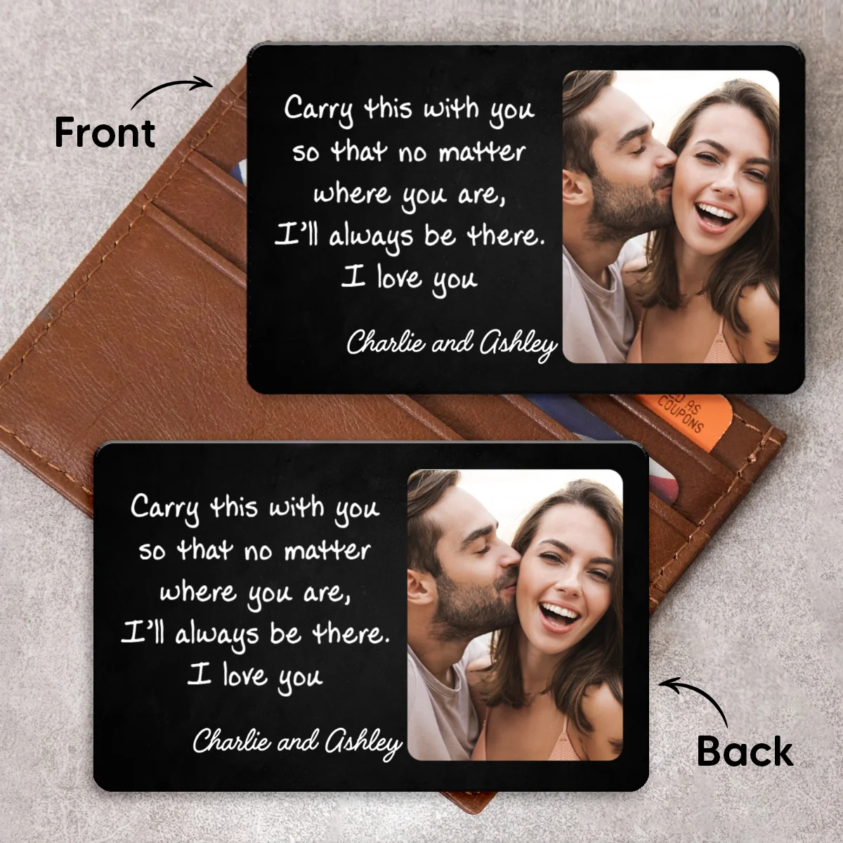 Carry This So I‘ll Always Be There Custom Photo Wallet Keepsake Personalized Metal Wallet Card - Image 5