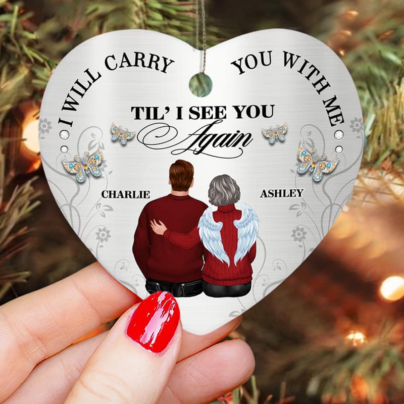 Carry You With Me Memorial Personalized Heart Ornament - Image 2