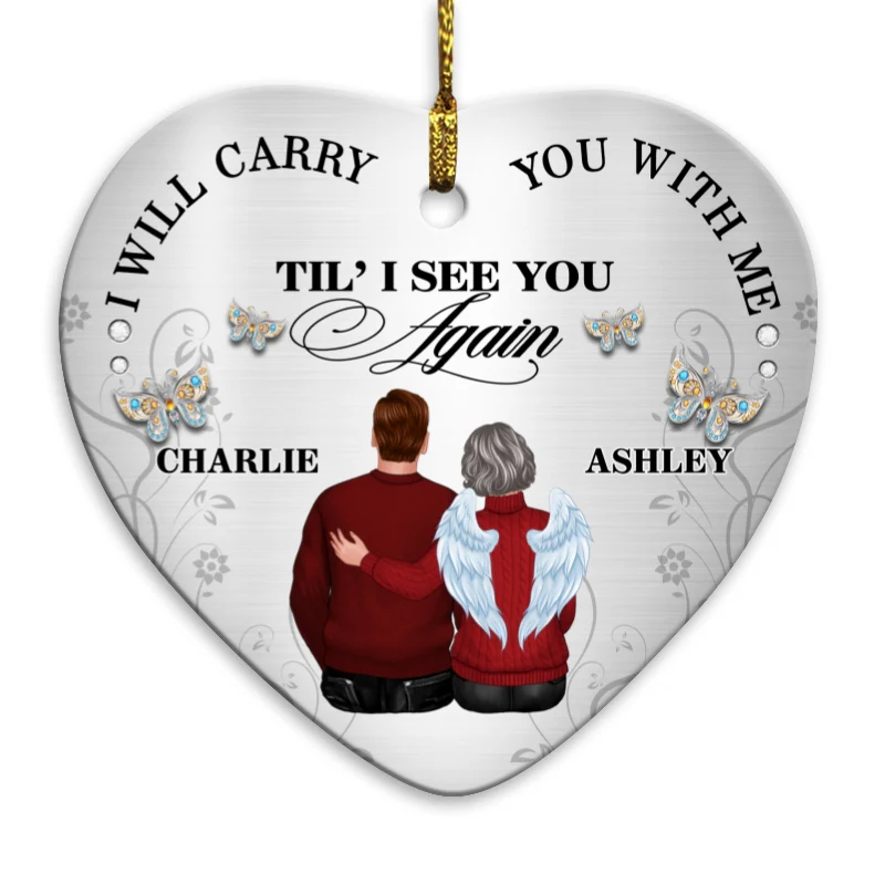 Carry You With Me Memorial Personalized Heart Ornament - Image 3
