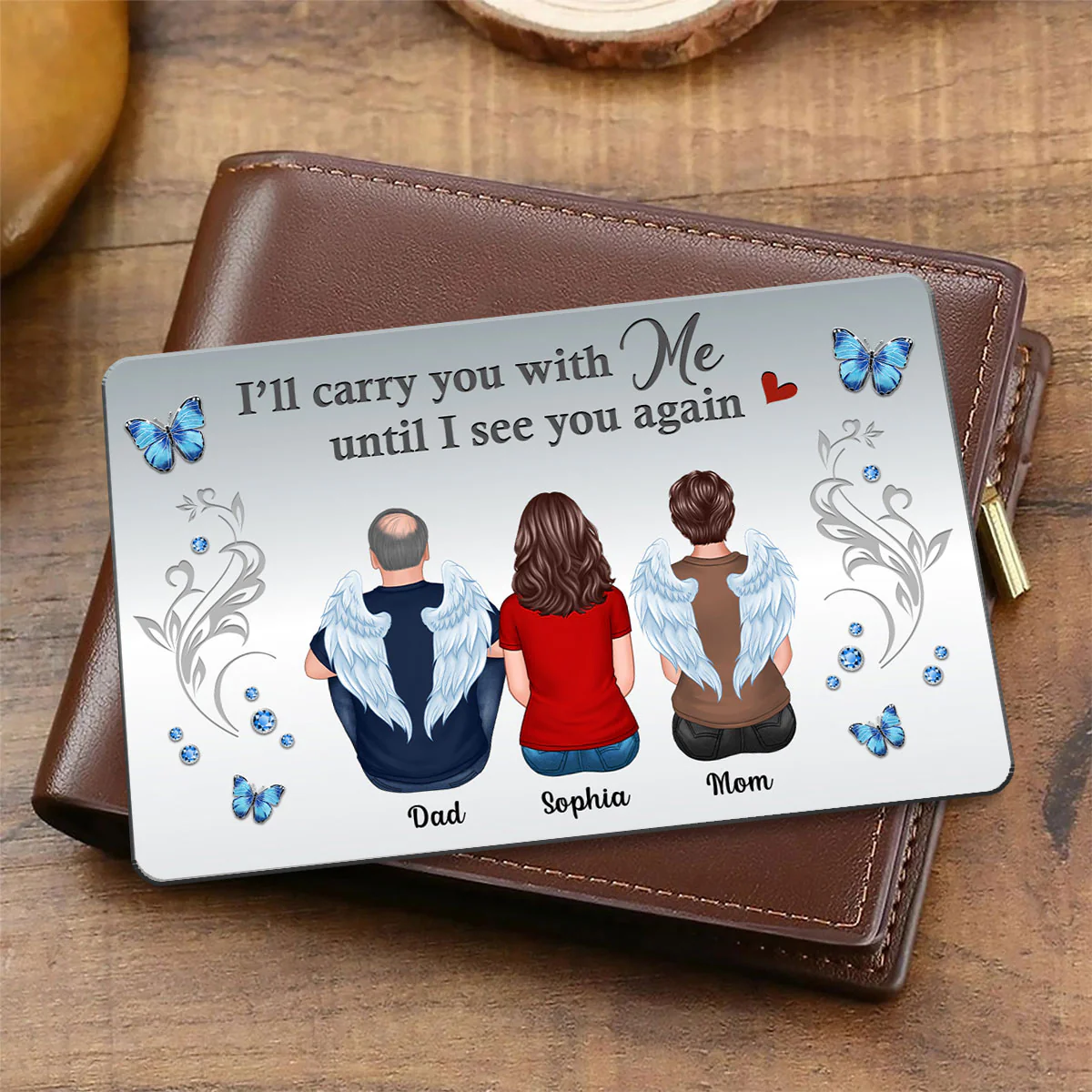Carry You With Me Memorial Wallet Keepsake Personalized Metal Wallet Card - Image 6