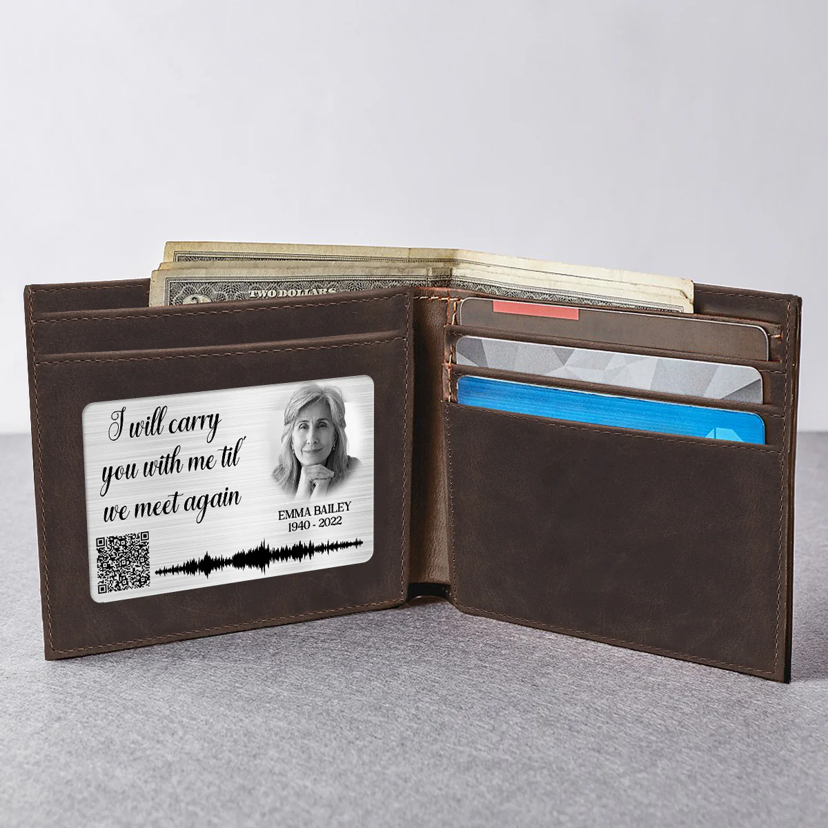 Carry You With Me Photo Inserted Voicemail Scannable QR Code Personalized Metal Card - Image 5
