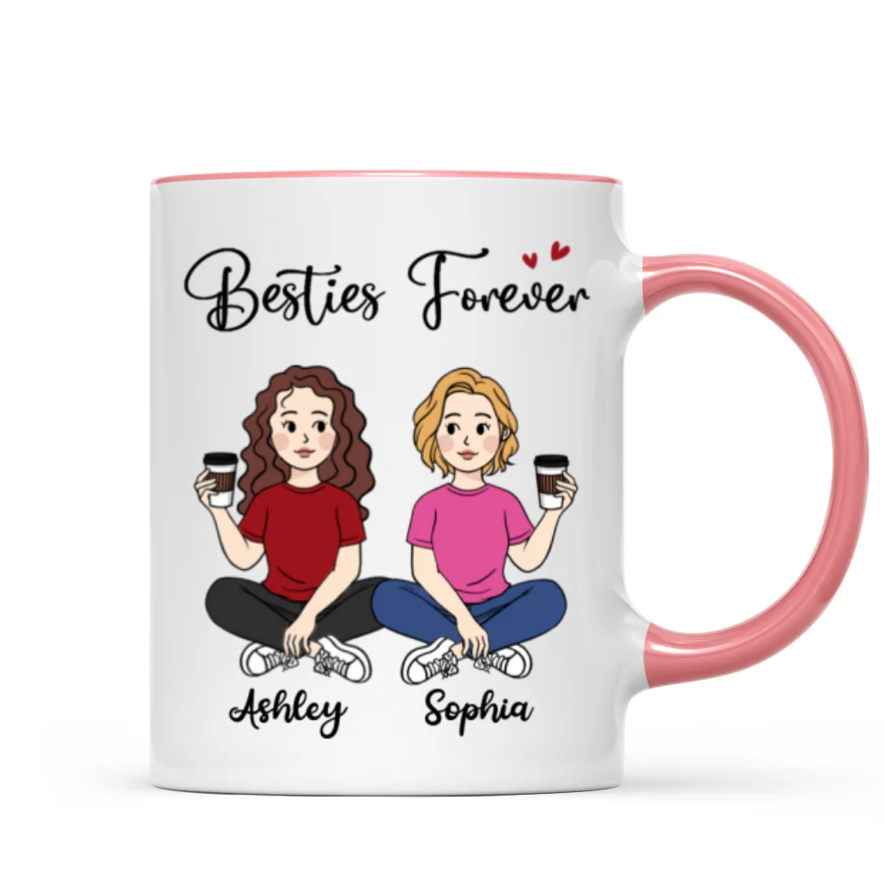 Cartoon Chibi Besties Sisters Sitting Gift For Best Friends Personalized Mug - Image 9