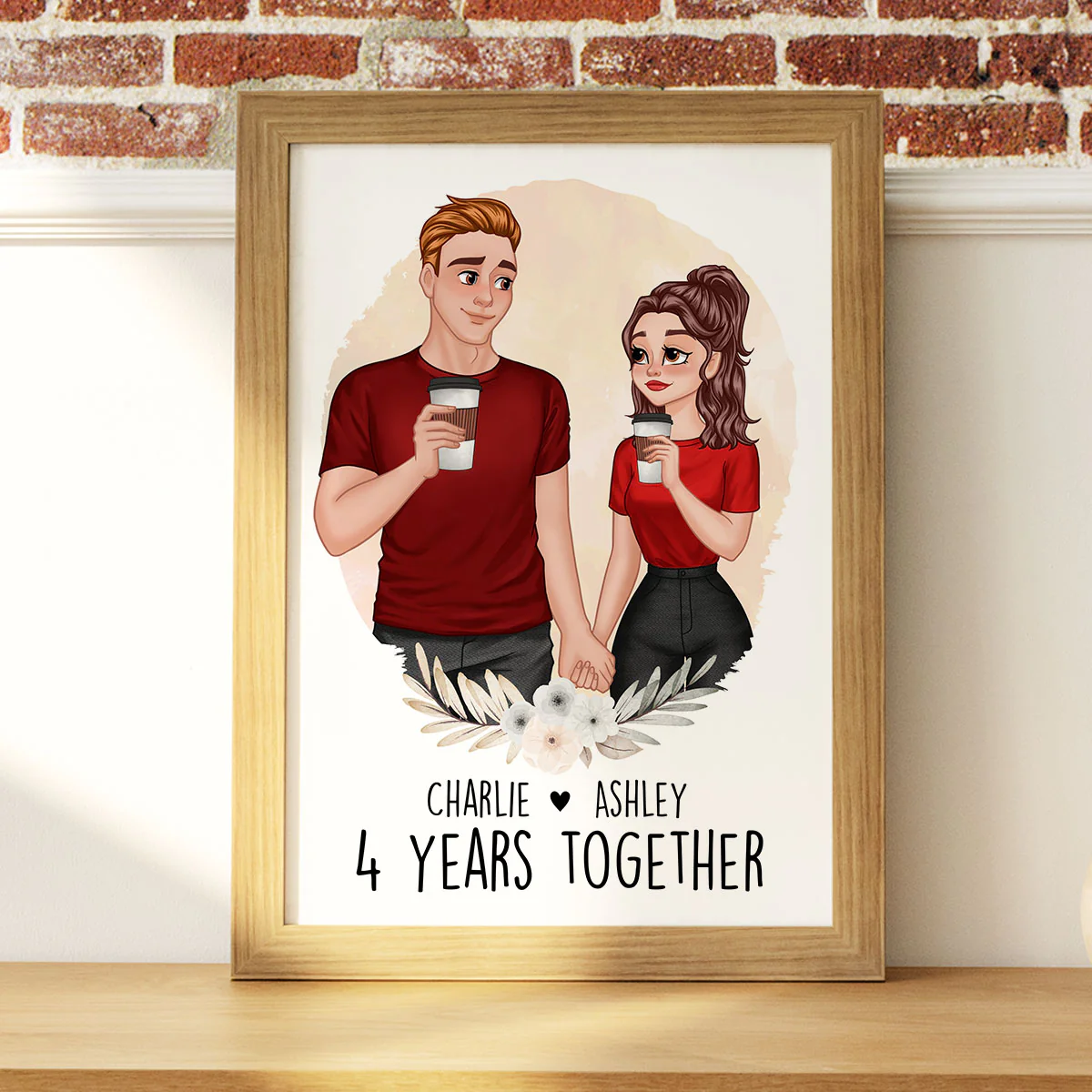 Cartoon Couple Hand In Hand Many Years Together Personalized Vertical Poster - Image 2