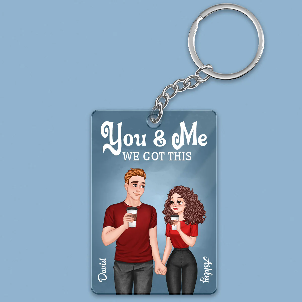 Cartoon Couple Hand In Hand Together Since Personalized Acrylic Keychain - Image 2