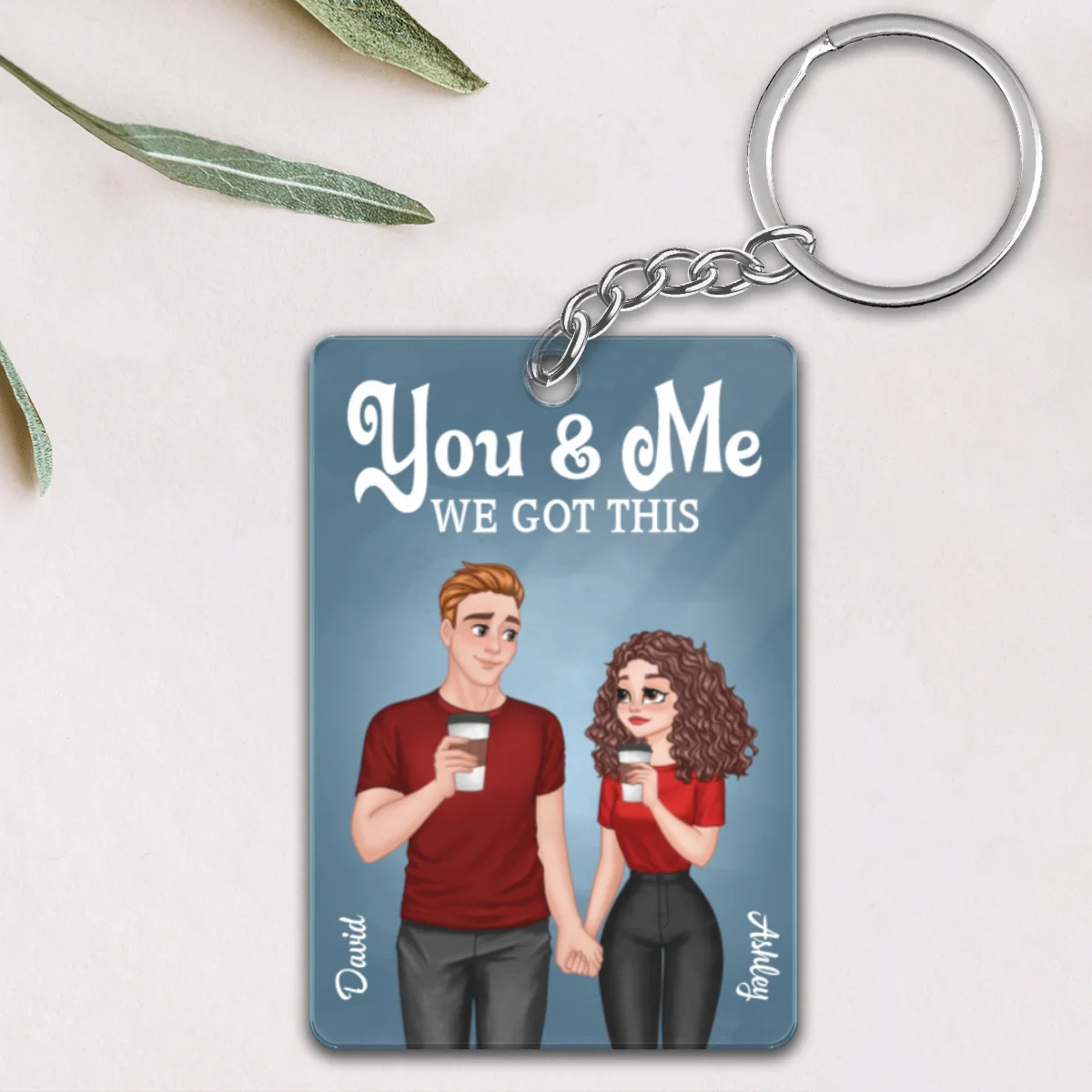 Cartoon Couple Hand In Hand Together Since Personalized Acrylic Keychain - Image 4