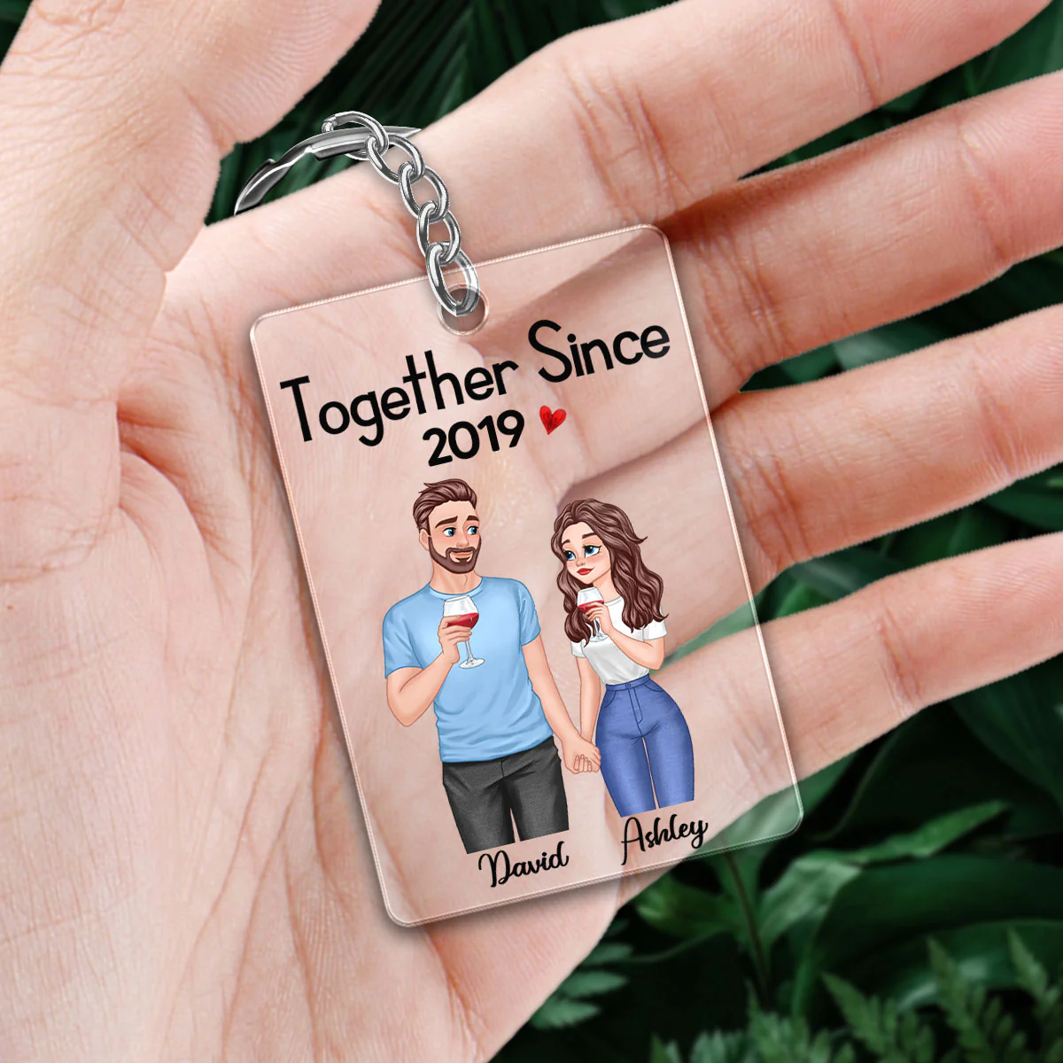 Cartoon Couple Hand In Hand Together Since Personalized Acrylic Keychain - Gift For Him - Gift For Her - Image 4