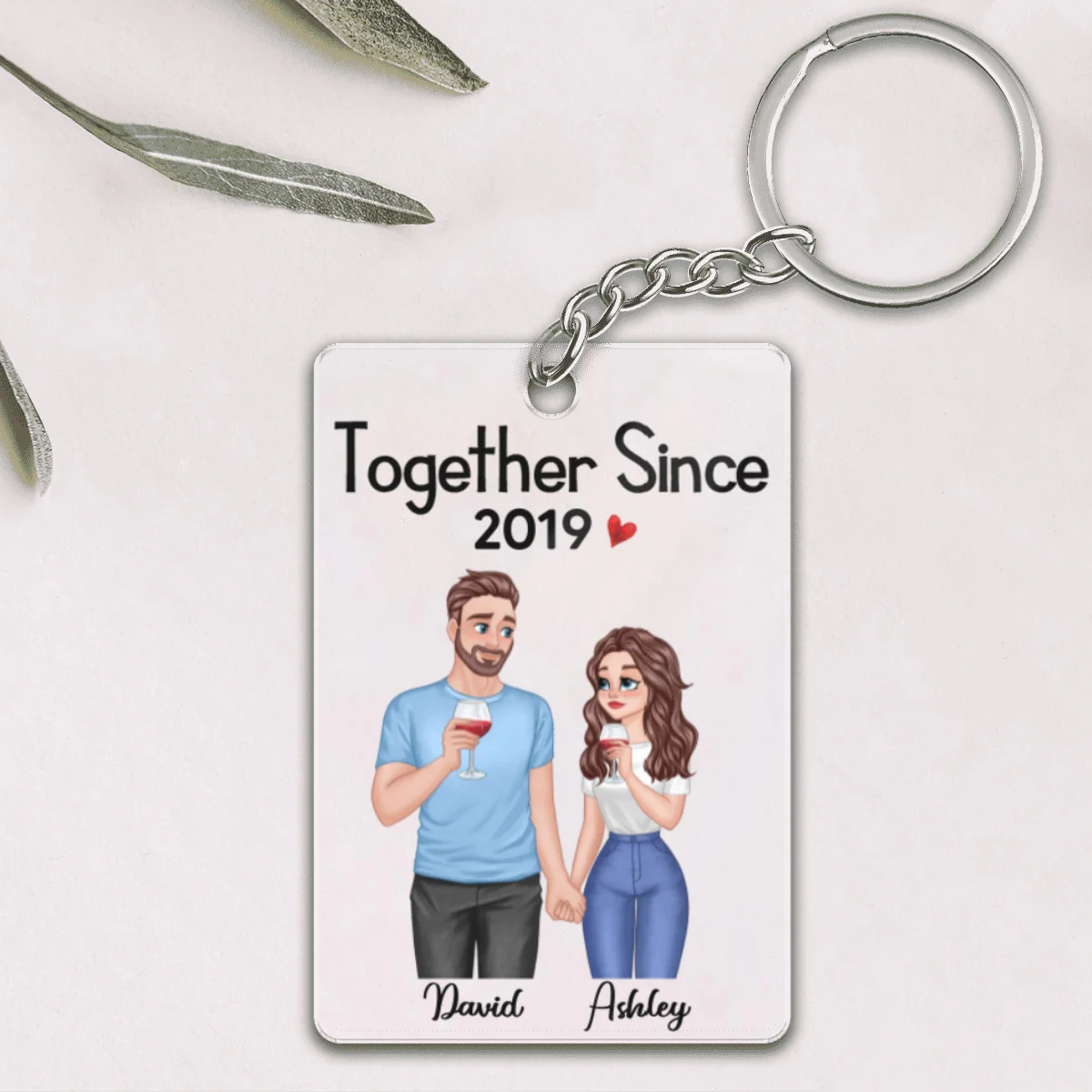 Cartoon Couple Hand In Hand Together Since Personalized Acrylic Keychain - Gift For Him - Gift For Her - Image 6