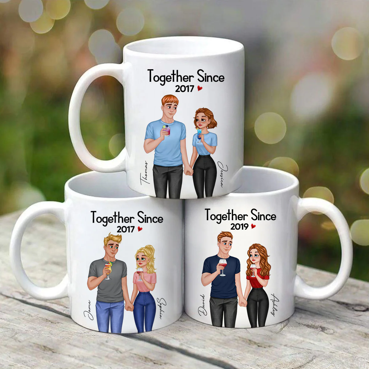 Cartoon Couple Hand In Hand Together Since Personalized Mug - Image 3