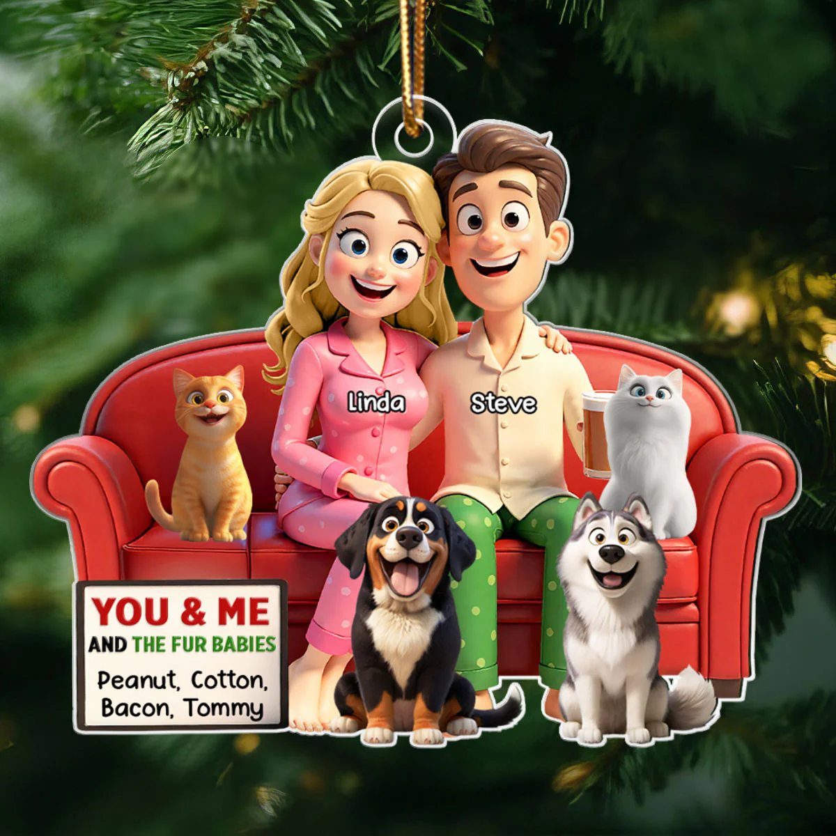 Cartoon Couple You & Me We Got This - Personalized Acrylic Ornament - Christmas Gift for him, Gift for her - Image 7