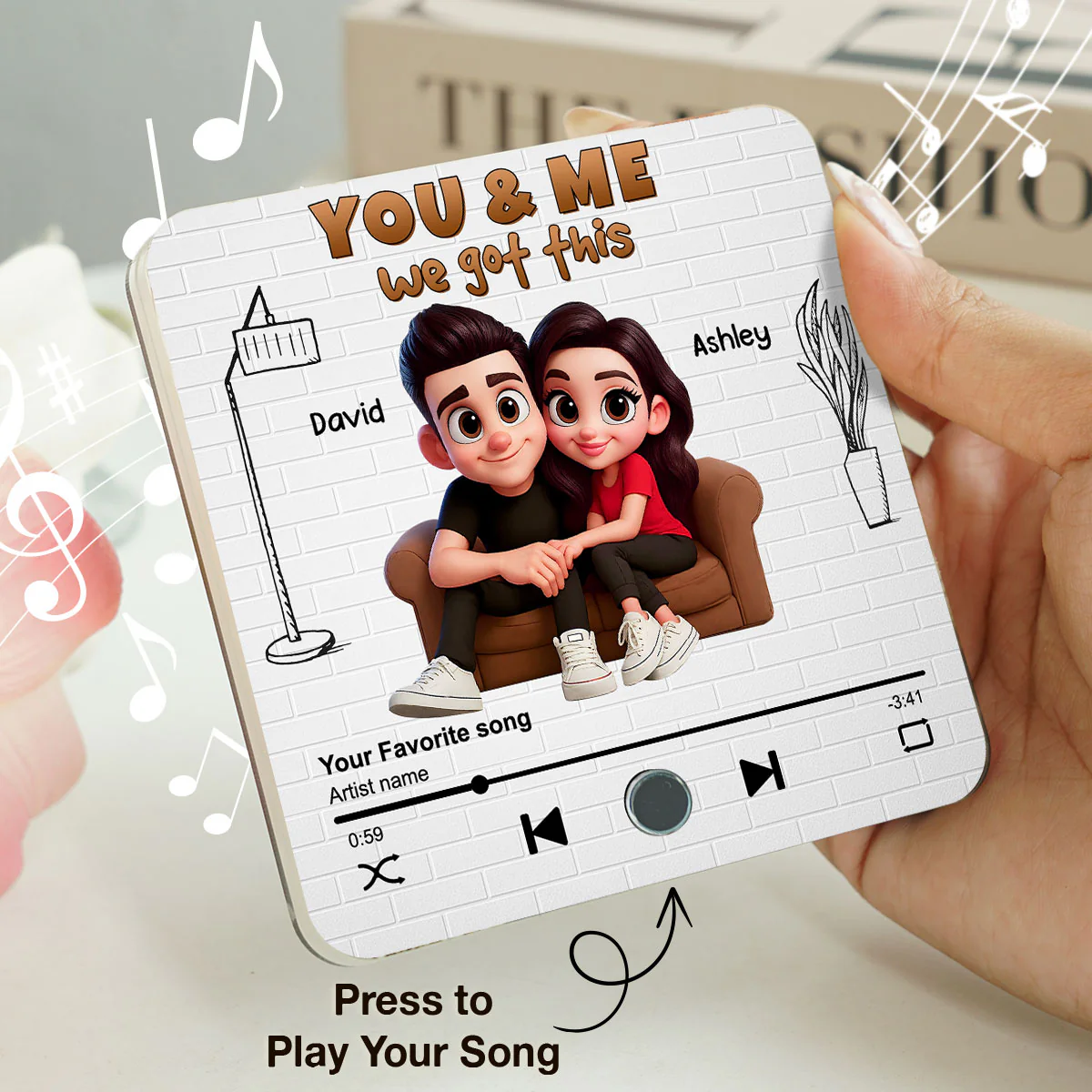 Cartoon Couple You & Me We Got This Personalized Music Fridge Magnet, Birthday, Anniversary Gift for him, Gift for her - Image 2