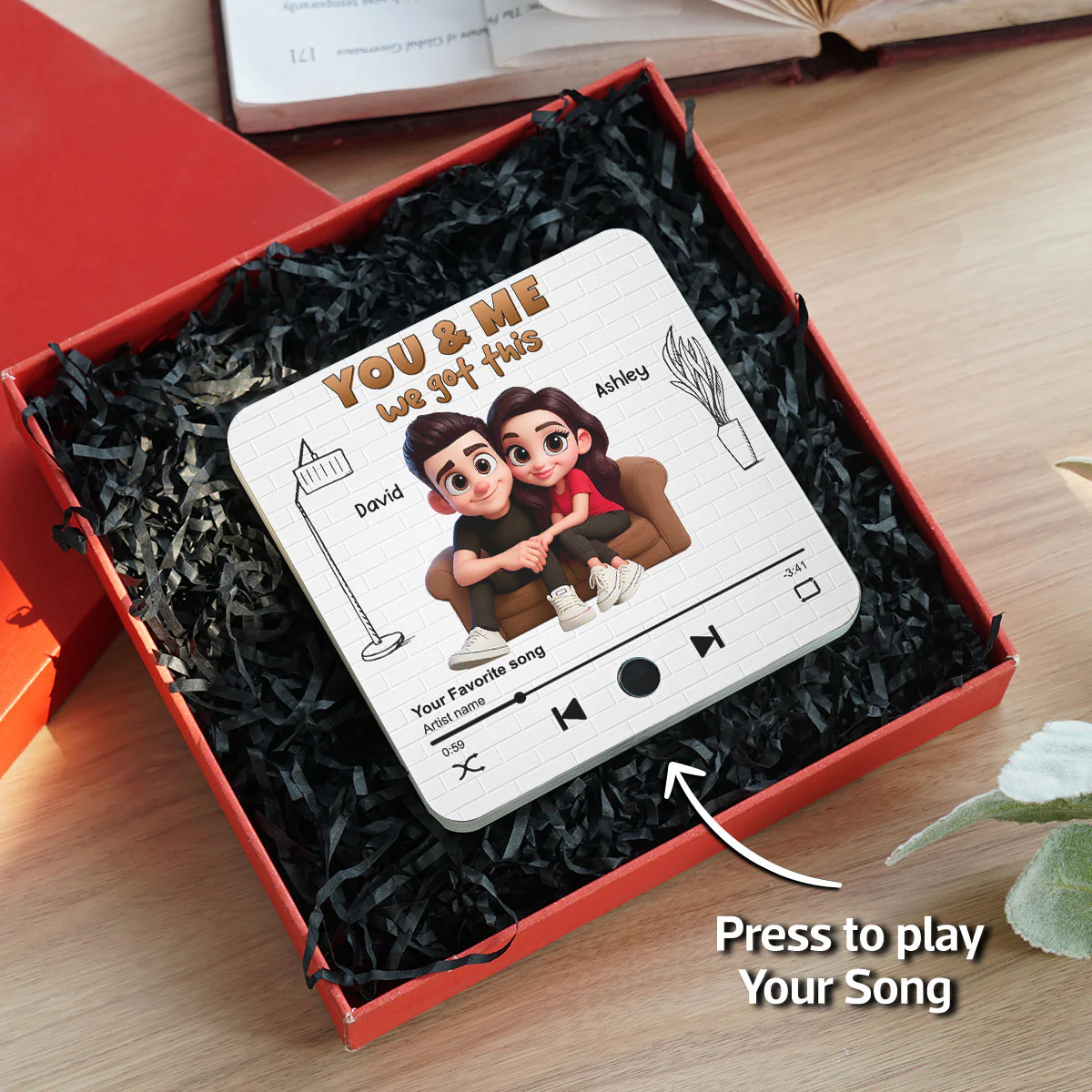 Cartoon Couple You & Me We Got This Personalized Music Fridge Magnet, Birthday, Anniversary Gift for him, Gift for her - Image 5