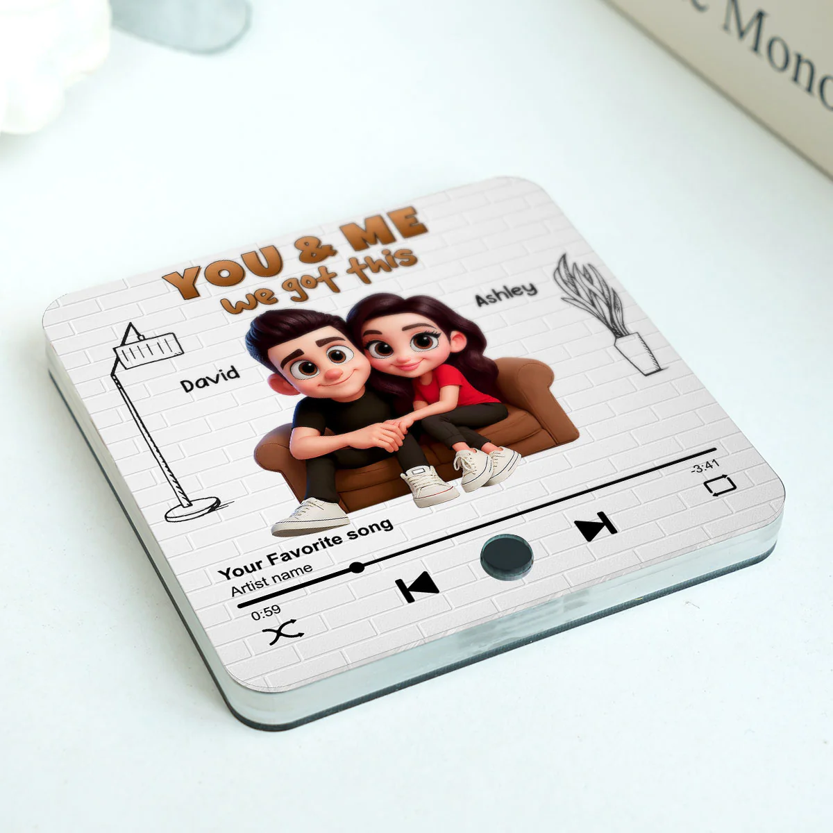 Cartoon Couple You & Me We Got This Personalized Music Fridge Magnet, Birthday, Anniversary Gift for him, Gift for her - Image 6