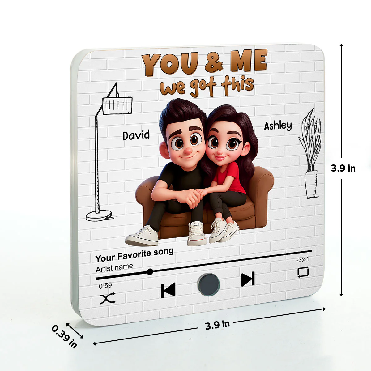Cartoon Couple You & Me We Got This Personalized Music Fridge Magnet, Birthday, Anniversary Gift for him, Gift for her - Image 8