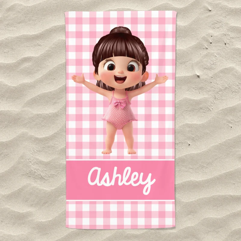 Cartoon Cute Kid Personalized Beach Towel, Pool Party Towel, Summer Camp Towel for Kids - Image 8