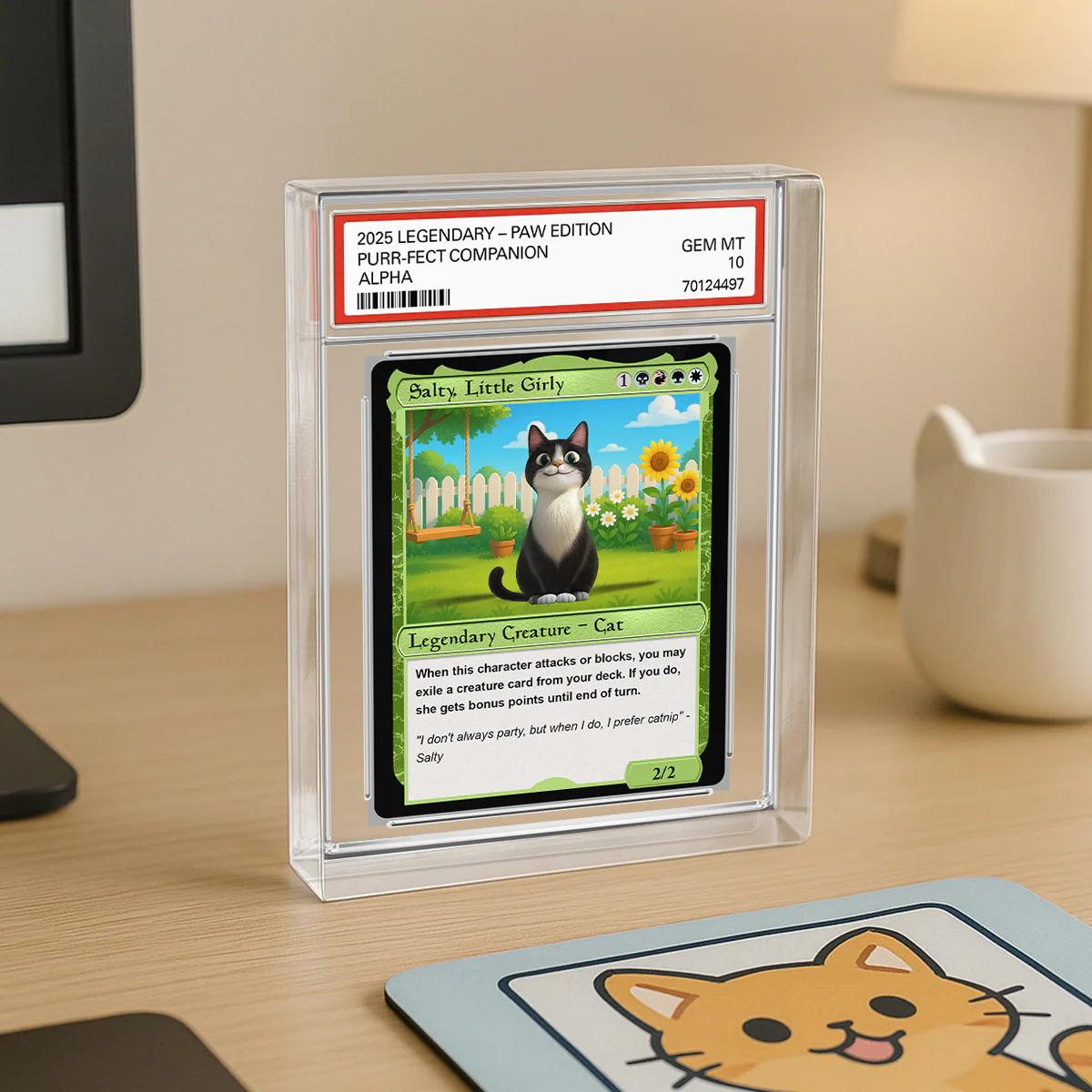 Cartoon Funny Cat Fantasy Trading Card Style Personalized Acrylic Block Plaque, Gift For Pet Lover - Image 6