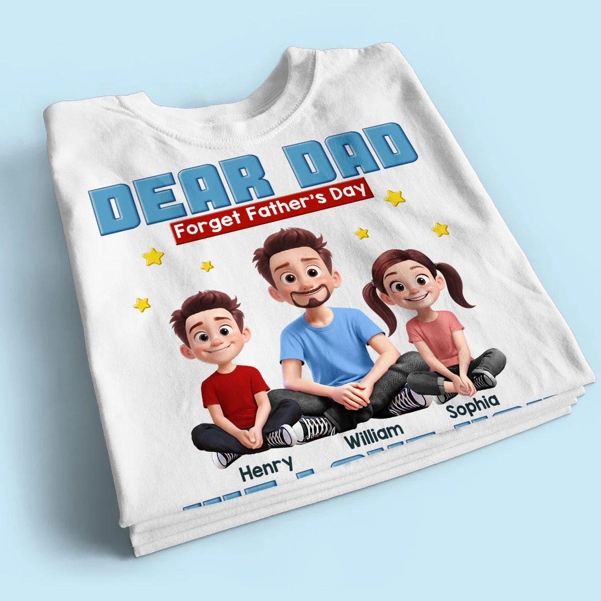 Cartoon Funny Dad And Kids Forget Father's Day Personalized Shirt, Gift For Dad - Image 2