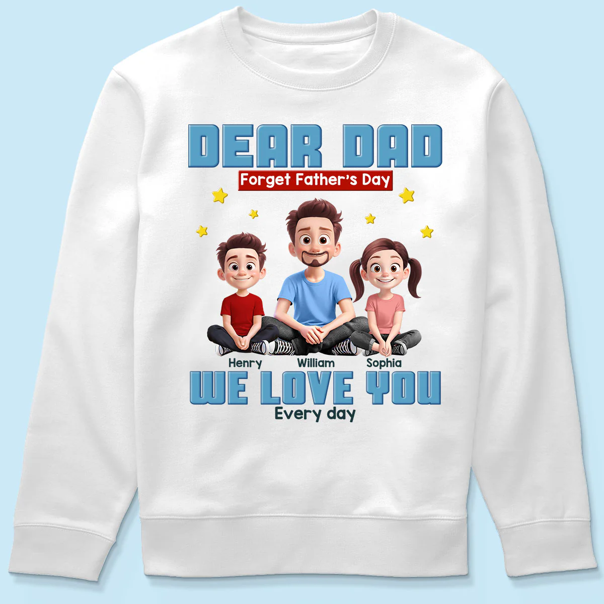 Cartoon Funny Dad And Kids Forget Father's Day Personalized Shirt, Gift For Dad - Image 5