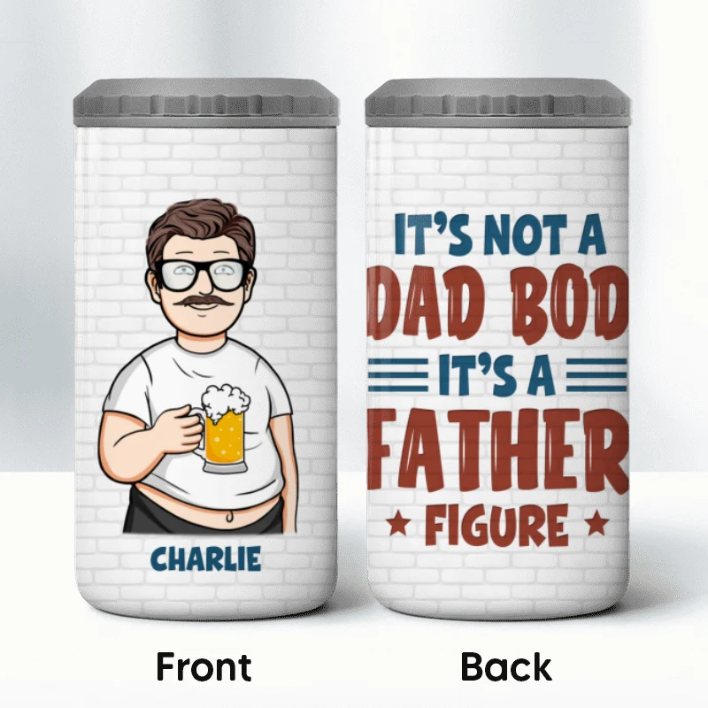 Cartoon Man It‘s Not A Dad Bod It’s A Father Figure Personalized 4 In 1 Can Cooler - Image 10