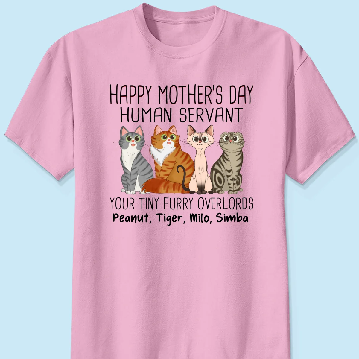 Cartoon Sitting Cats Happy Mother‘s Day Cat Human Servant Personalized Shirt - Image 11