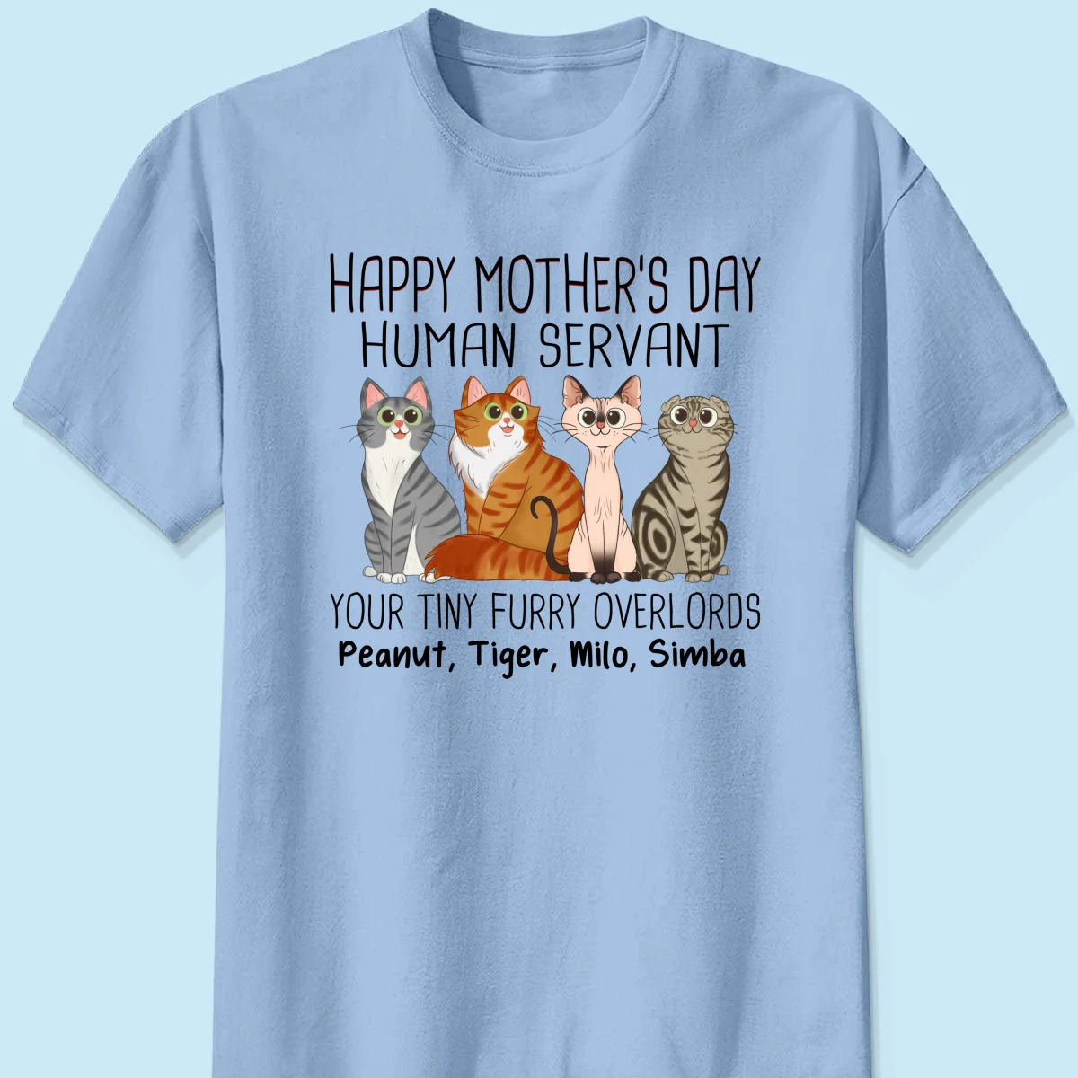 Cartoon Sitting Cats Happy Mother‘s Day Cat Human Servant Personalized Shirt - Image 12