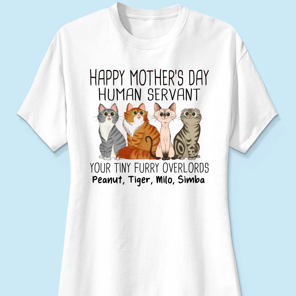 Cartoon Sitting Cats Happy Mother‘s Day Cat Human Servant Personalized Shirt - Image 13