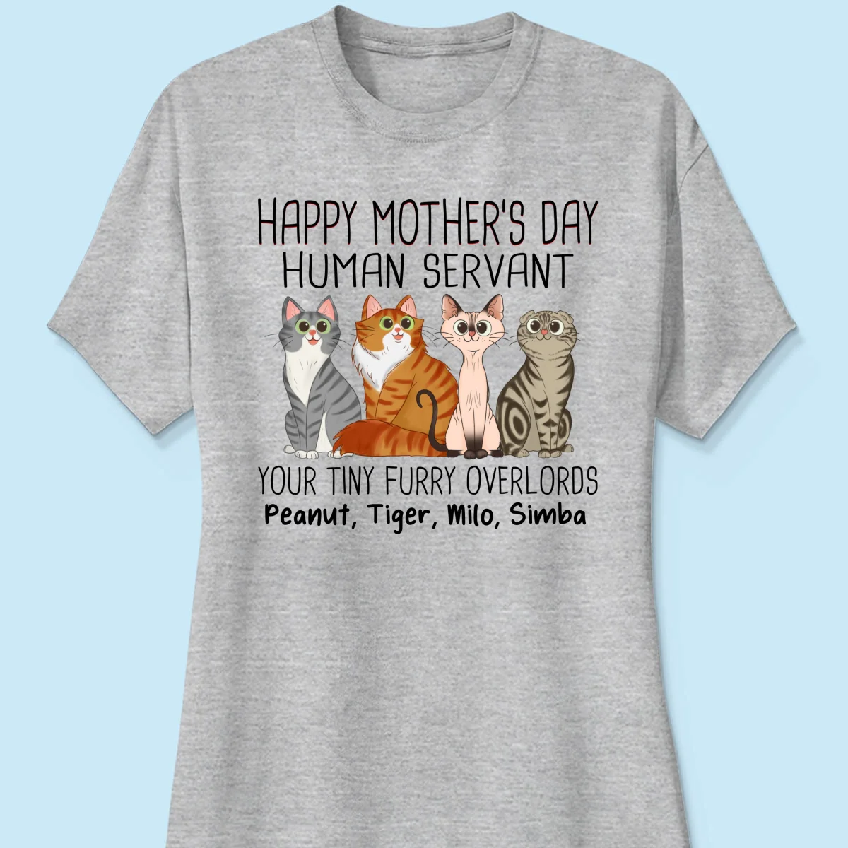 Cartoon Sitting Cats Happy Mother‘s Day Cat Human Servant Personalized Shirt - Image 14