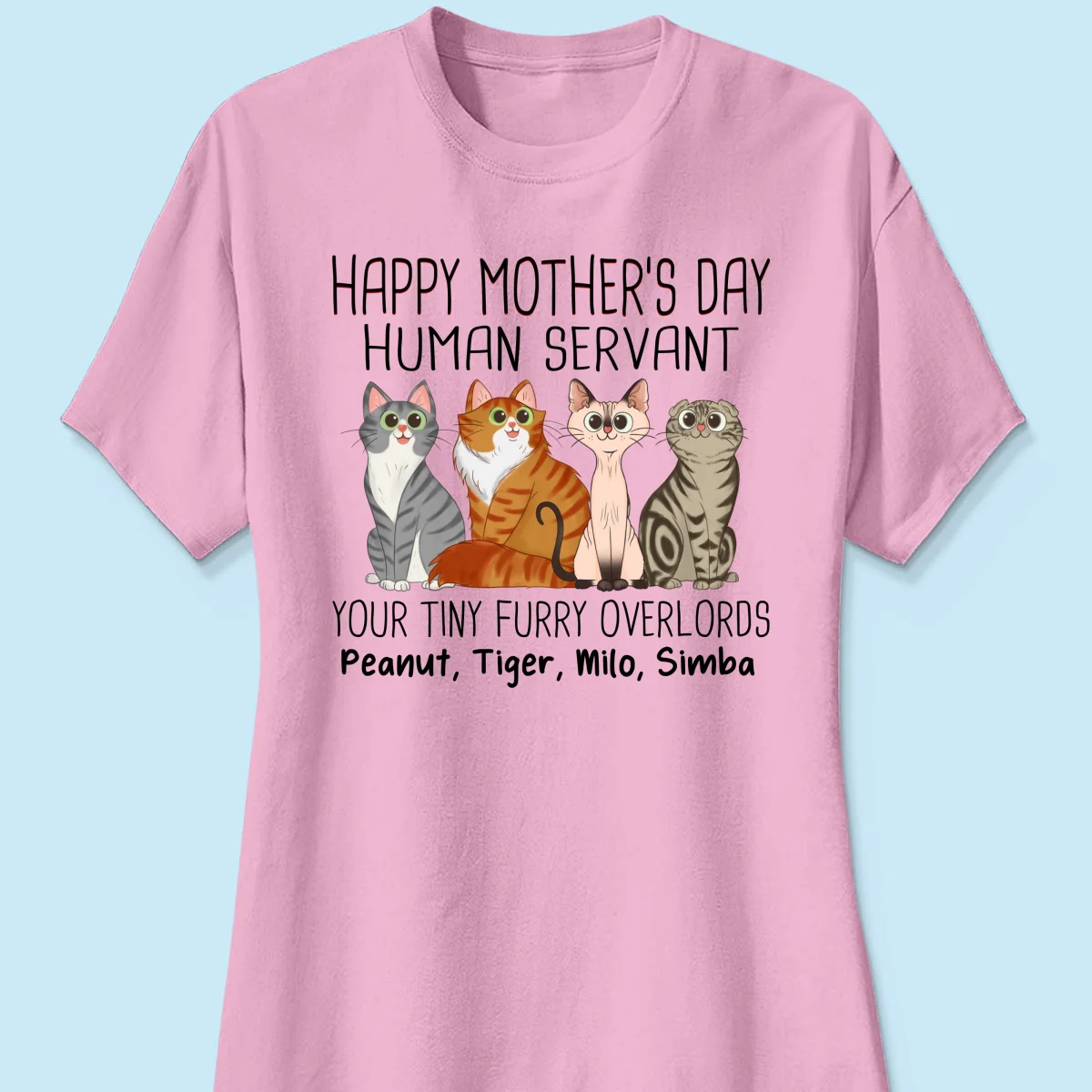 Cartoon Sitting Cats Happy Mother‘s Day Cat Human Servant Personalized Shirt - Image 15