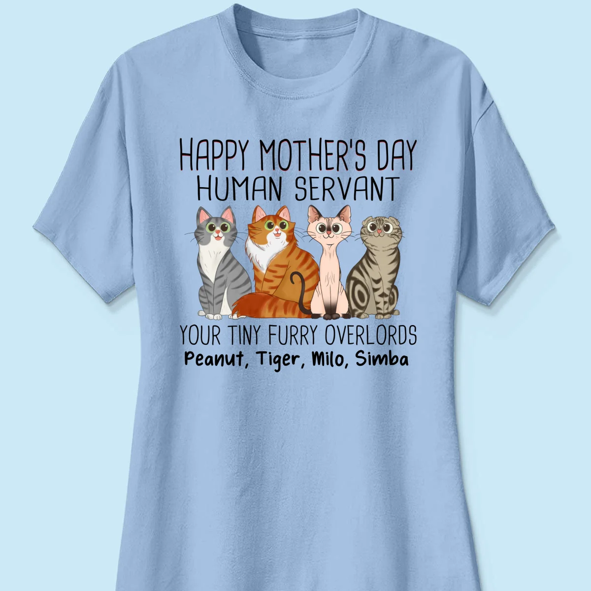Cartoon Sitting Cats Happy Mother‘s Day Cat Human Servant Personalized Shirt - Image 16