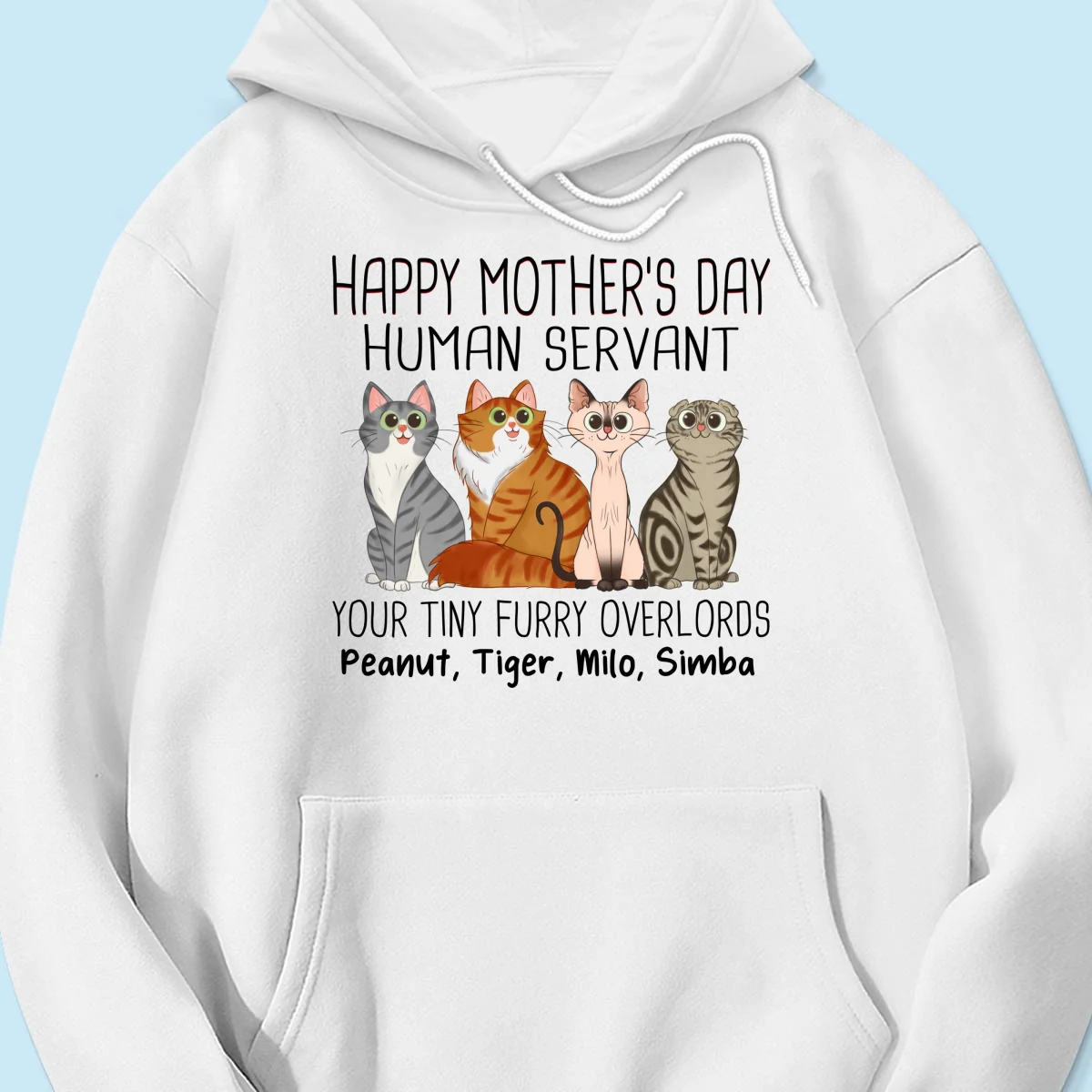 Cartoon Sitting Cats Happy Mother‘s Day Cat Human Servant Personalized Shirt - Image 17