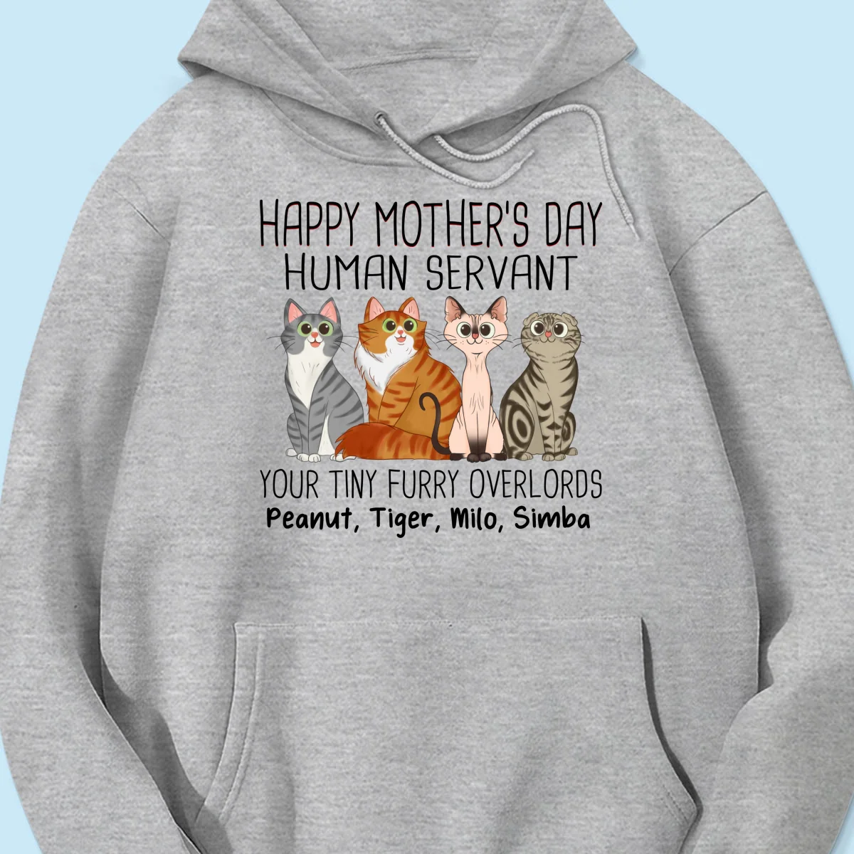 Cartoon Sitting Cats Happy Mother‘s Day Cat Human Servant Personalized Shirt - Image 18