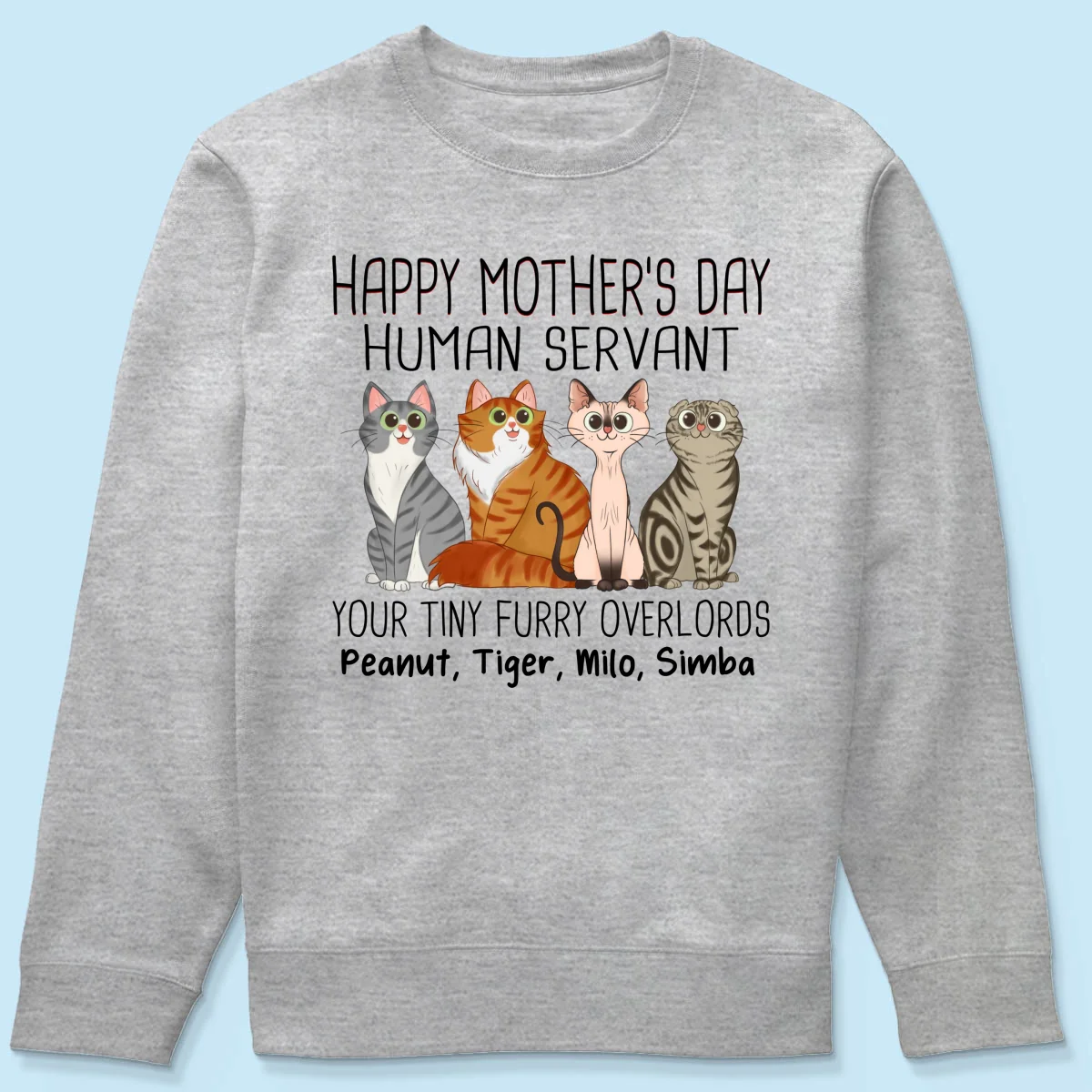 Cartoon Sitting Cats Happy Mother‘s Day Cat Human Servant Personalized Shirt - Image 22